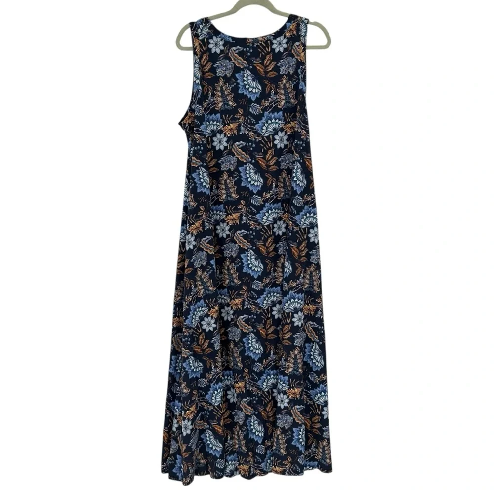 Soft Surroundings Kara maxi dress in blue and brown floral pattern Size XL - Picture 2 of 5